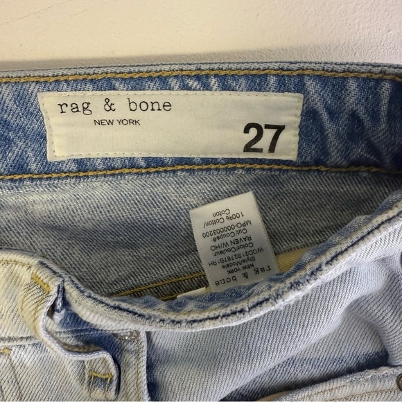 Rag & Bone Maya High Rise Slim Leg Light Blue Distressed Jeans Size 27 - Picture 7 of 9